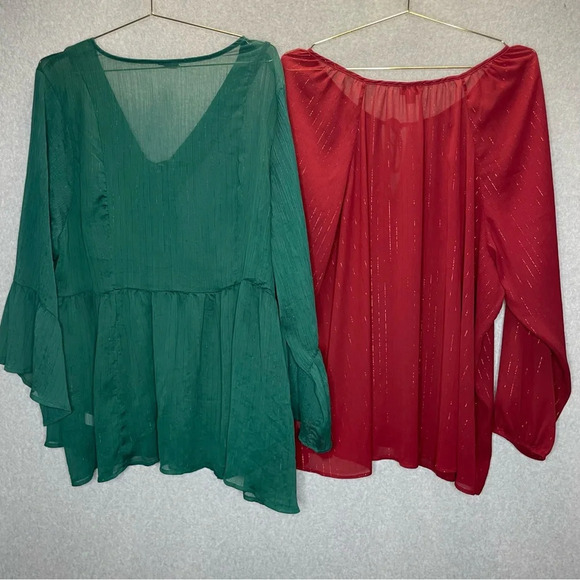Torrid Bundle Chiffon Metallic Weave Semi- Sheer Blouse Tops 5X - Picture 13 of 14